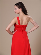 Pretty On Shoulder Red Chiffon Prom Dress Gowns Send Picture Customized