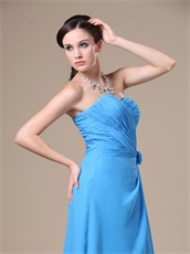 Sample Dress Dodger Blue Sweetheart Neckline Prom Gowns With Flowers Decorate