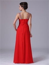 Featured Red V-neck Prom Dress Floor-length By Chiffon Fabric