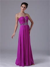 Spaghetti Halter Strap Purple Chiffon Prom Night Dress With Crystals