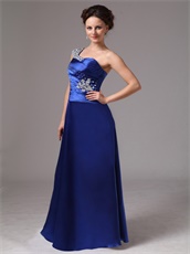 Beaded One Shoulder Pretty Evening Dress In Dark Royal Blue