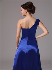 Beaded One Shoulder Pretty Evening Dress In Dark Royal Blue