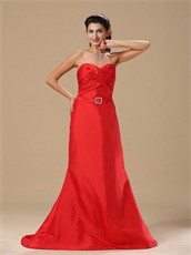 Mature Women Red Taffeta Sweep Train Prom Dresses With Buckle