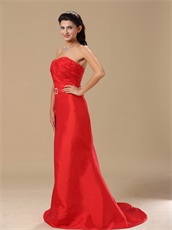 Mature Women Red Taffeta Sweep Train Prom Dresses With Buckle