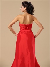 Mature Women Red Taffeta Sweep Train Prom Dresses With Buckle