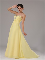 Detroit Yellow Chiffon Sweetheart Floor Length Evening Dress Under 90