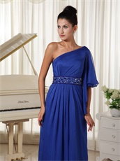 Practical Single Trumpet Sleeve Floor-length Royal Blue Fall Prom Dress