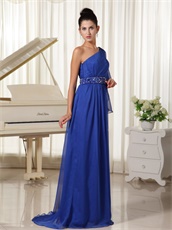 Practical Single Trumpet Sleeve Floor-length Royal Blue Fall Prom Dress