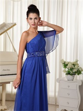 Practical Single Trumpet Sleeve Floor-length Royal Blue Fall Prom Dress