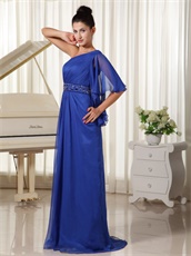 Practical Single Trumpet Sleeve Floor-length Royal Blue Fall Prom Dress