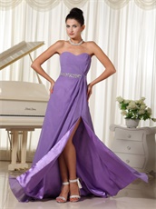 Endearing Sweetheart High Slit Long Purple Evening Dress Refund Guarantee