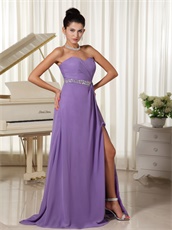 Endearing Sweetheart High Slit Long Purple Evening Dress Refund Guarantee