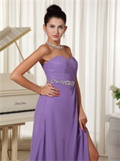 Endearing Sweetheart High Slit Long Purple Evening Dress Refund Guarantee