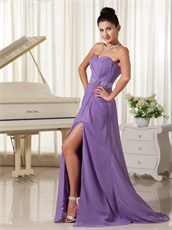 Endearing Sweetheart High Slit Long Purple Evening Dress Refund Guarantee