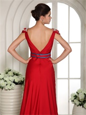 Quality Cap Sleeves Beaded Red Long Skirt Military Prom Gowns Custom Made