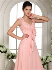 Exquisite Flowered Double Straps Peach Prom Gown Live Out Girl's Dream