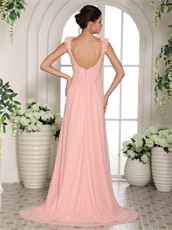 Exquisite Flowered Double Straps Peach Prom Gown Live Out Girl's Dream