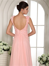 Exquisite Flowered Double Straps Peach Prom Gown Live Out Girl's Dream