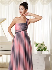 Fascinating One Shoulder Court Train Chiffon Fancy Ball Dress In Ombre Color