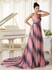 Fascinating One Shoulder Court Train Chiffon Fancy Ball Dress In Ombre Color