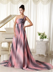 Fascinating One Shoulder Court Train Chiffon Fancy Ball Dress In Ombre Color