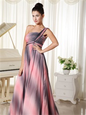 Fascinating One Shoulder Court Train Chiffon Fancy Ball Dress In Ombre Color