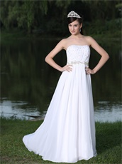 Comfortable Strapless Empire Waist Sweep Maternity Dress For Lawn Wedding Clearence