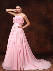 Rosette Flowers Bodice Pink Girl Lecture Prom Dress Designer Recommend