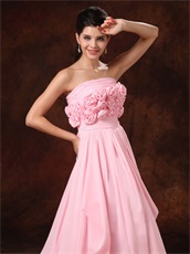 Rosette Flowers Bodice Pink Girl Lecture Prom Dress Designer Recommend