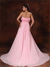 Rosette Flowers Bodice Pink Girl Lecture Prom Dress Designer Recommend