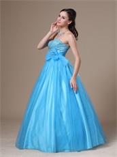 Bowknot Decorate Princess Tulle Aqua Blue Puffy Dance Ball Gown Boutique