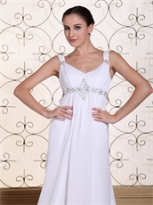 Terse V-neck Beaded Chest Chiffon Column Mother Of The Bride Dress Promotion