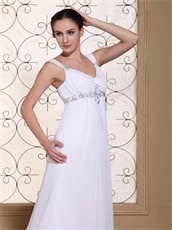 Terse V-neck Beaded Chest Chiffon Column Mother Of The Bride Dress Promotion