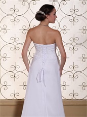 Sweetheart Lace Up Back Floor Length White Chiffon Gathering Evening Dress