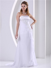 Decent Sheath Appliques Corset Back Pure White Evening Dress Direct Shipping