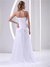 Decent Sheath Appliques Corset Back Pure White Evening Dress Direct Shipping