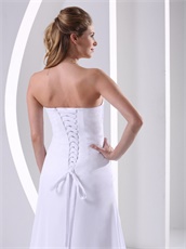 Decent Sheath Appliques Corset Back Pure White Evening Dress Direct Shipping