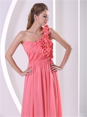 Practical One Shouler Handwork Flowers Watermelon Girlish Vacation Prom Dress Website