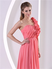 Practical One Shouler Handwork Flowers Watermelon Girlish Vacation Prom Dress Website