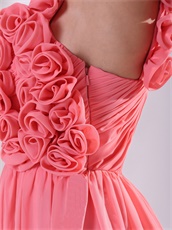 Practical One Shouler Handwork Flowers Watermelon Girlish Vacation Prom Dress Website