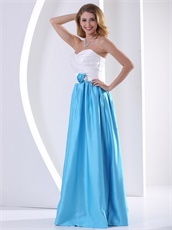 Leisure White and Dodger Blue Floor Length Prom Party Dresses Online