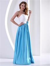 Leisure White and Dodger Blue Floor Length Prom Party Dresses Online