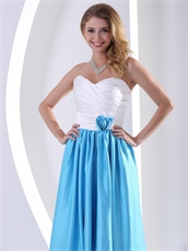 Leisure White and Dodger Blue Floor Length Prom Party Dresses Online