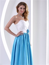 Leisure White and Dodger Blue Floor Length Prom Party Dresses Online