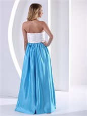 Leisure White and Dodger Blue Floor Length Prom Party Dresses Online