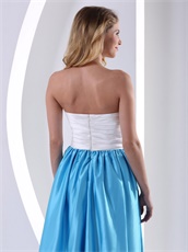 Leisure White and Dodger Blue Floor Length Prom Party Dresses Online