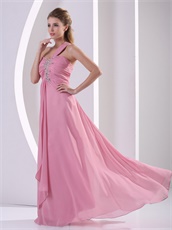 One Shoulder Floor-length Pearl Pink Femme Evening Dress Hot Selling