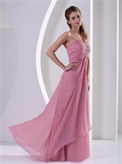 One Shoulder Floor-length Pearl Pink Femme Evening Dress Hot Selling