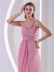 One Shoulder Floor-length Pearl Pink Femme Evening Dress Hot Selling