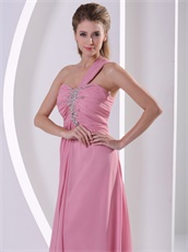 One Shoulder Floor-length Pearl Pink Femme Evening Dress Hot Selling